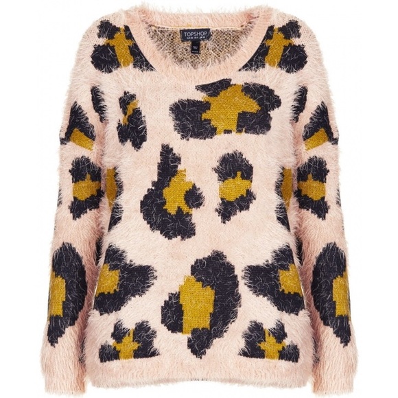 Topshop Pink Fuzzy Leopard Sweater - Picture 2 of 5